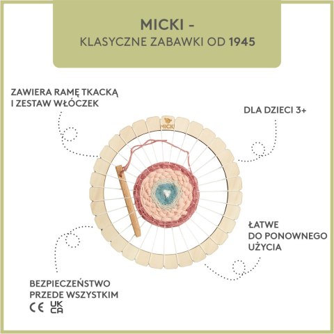 Krosno okrągłe dla dzieci 21 cm ramka do tkania, kreatywna zabawka, Micki