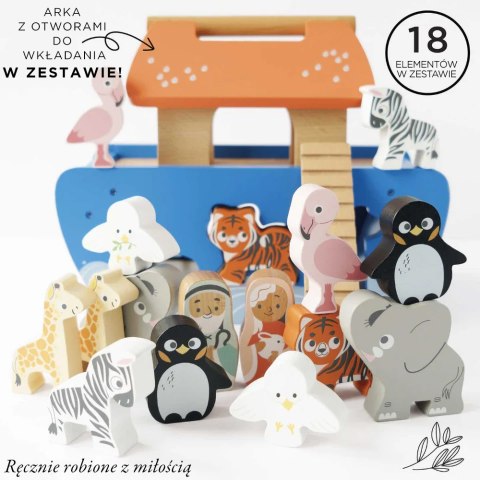 Arka Noego, sorter kształtów, figurki, statek zwierzątka zabawka Le Toy Van