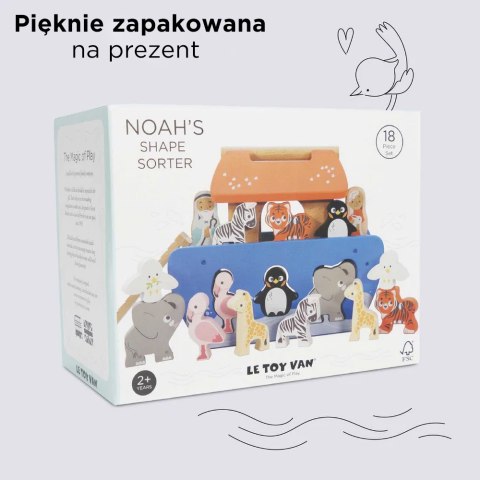 Arka Noego, sorter kształtów, figurki, statek zwierzątka zabawka Le Toy Van