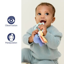 Gryzaczek grzechotka niebieska pierwsza zabawka sensoryczna dzieci Simple.