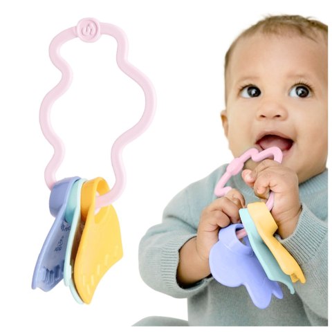 Gryzaczek grzechotka różowa pierwsza zabawka sensoryczna dla dzieci Simple.