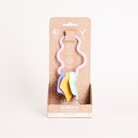 Gryzaczek grzechotka różowa pierwsza zabawka sensoryczna dla dzieci Simple.