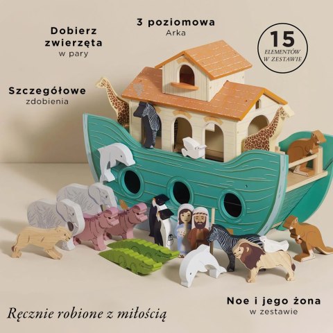Wielka Arka Noego, zabawka dla dzieci, figurki statek zwierzątka Le Toy Van