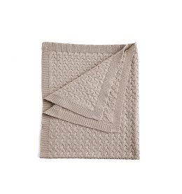 Bawełniany kocyk dla niemowląt warkoczyki beżowy kocyki dla dzieci ooh noo