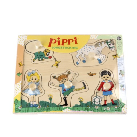 Drewniana układanka puzzle z uchwytami Pippi Langstrumpf, sorter kształtów