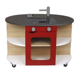 Drewniana wyspa kuchenna czerwona meble dla dzieci zabawka kuchnia Micki