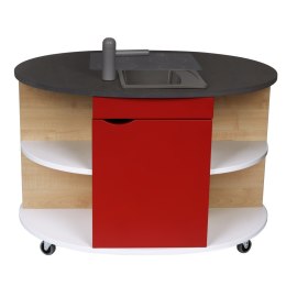 Drewniana wyspa kuchenna czerwona meble dla dzieci zabawka kuchnia Micki