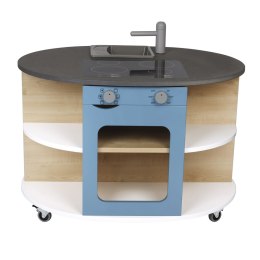 Drewniana wyspa kuchenna niebieska meble dla dzieci zabawka kuchnia Micki