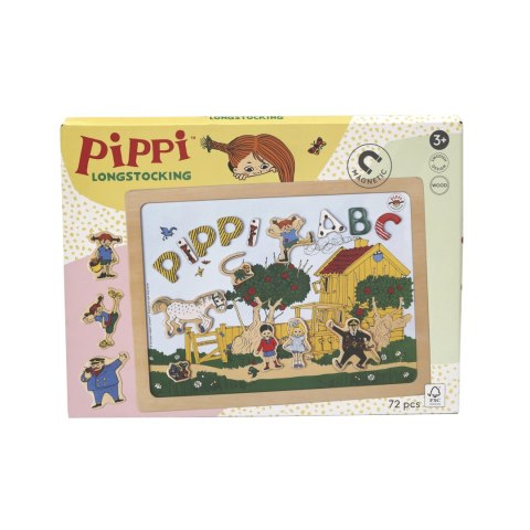 Dwustronna magnetyczna tablica literki i obrazki, edukacyjna zabawka, Pippi