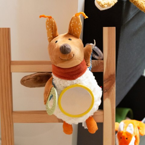 Zabawka rozwojowa Wiewiórka szeleścik grzechotka gryzaczek lusterko sigikid