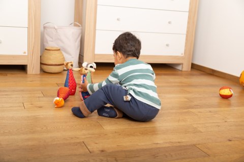 Zestaw miękkie kręgle dla dzieci zabawka rozwojowa patchwork gra sigikid