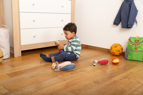 Zestaw miękkie kręgle dla dzieci zabawka rozwojowa patchwork gra sigikid