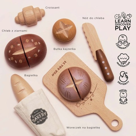 Drewniany zestaw pieczywa z nożem do krojenia, zabawka dzieci Le Toy Van
