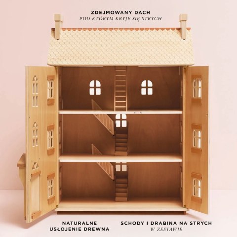 Naturalny drewniany domek dla lalek, zabawka dla dzieci, lalki, Le Toy Van