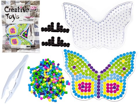 Koraliki do prasowania, Prasowanka, Szablon, Saszetka KOLOROWY MOTYL