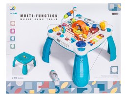 Edukacyjny Interaktywny Stolik Dla Dzieci 2w1 POJAZDY Pianinko Rakieta Akcesoria Niebieski