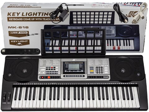 Keyboard Organy 61 Klawiszy Zasilacz MK-816 Z Funkcją Nauki Gry Przecena 11