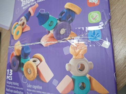 Miękkie Klocki Sensoryczne Figury geometryczne 13 sztuk, Edukacyjny zestaw klocków dla malucha Przecena 1