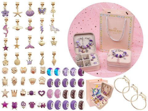 Zestaw Do Tworzenia Robienia Biżuterii, Bransoletek, Charmsy, Zawieszki, Koraliki ODCIENIE FIOLETU Przecena 1