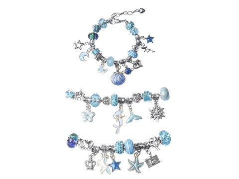 Zestaw Do Tworzenia Robienia Biżuterii, Bransoletek, Charmsy, Zawieszki, Koraliki ODCIENIE NIEBIESKIEGO + Etui Przecena 1