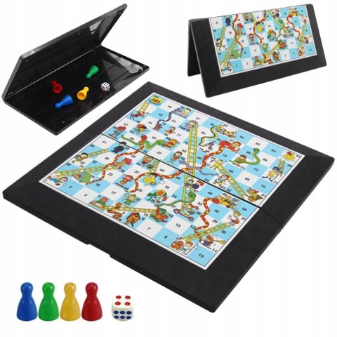 Gra planszowa węże i drabiny klasyczna składana plansza pionki kostka 2314