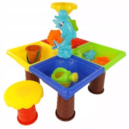 Stolik do piasku i do wody delfin młyn łopatka grabki foremki 25 el 9829